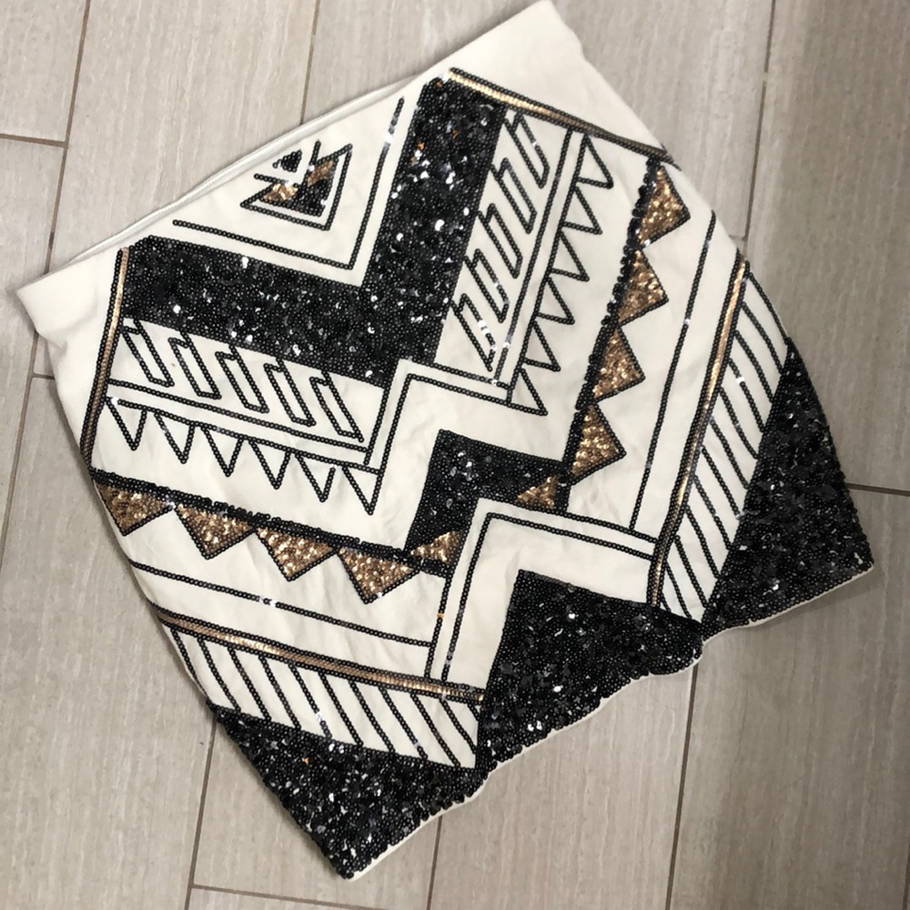 Gold & black sequin mini skirt